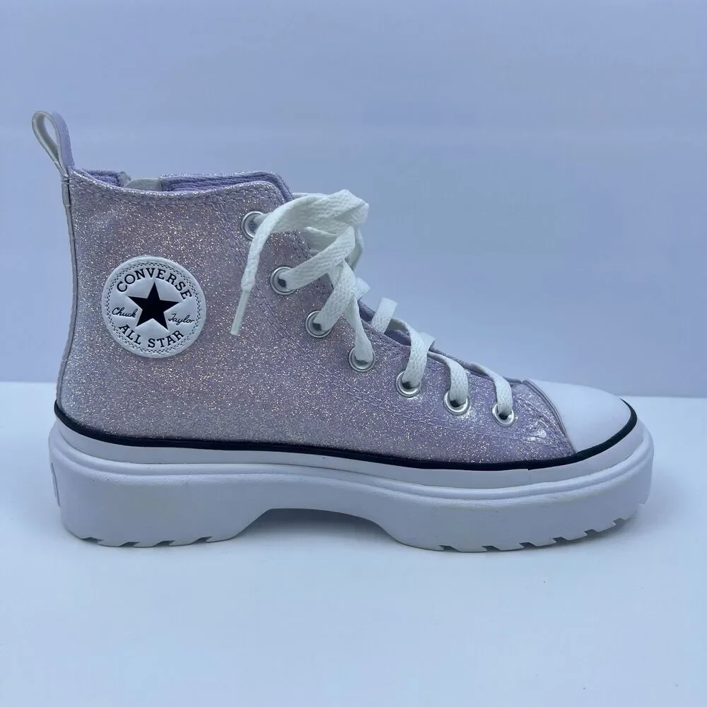 Converse Chuck Taylor Girls Lugged Glitter Platform Shoes Vapor Violet Size 5.5
